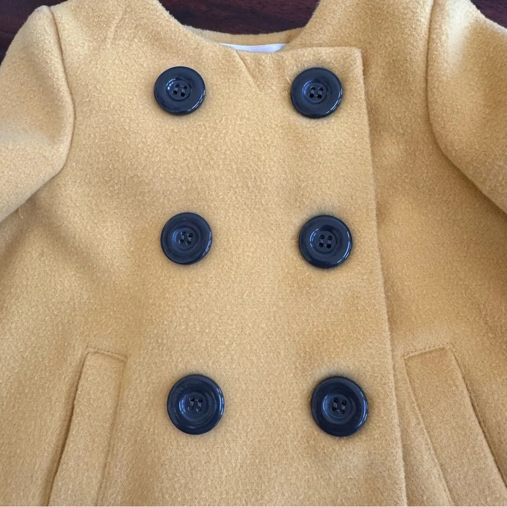 Max Studio Mustard Yellow Double Breasted Dress Coat Infant Girl Size 12Mos